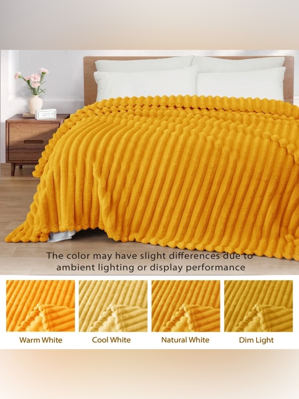 Queen Size Flannel Fleece Super Soft 3D Striped Jacquard Blanket Full/Queen - Picture 6 of 7